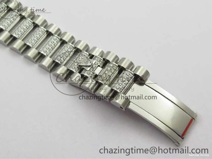 0516 Day-Date 36mm 128239 SS Crystal BP Best Edition White MOP Crystal Marker Dial on SS President Bracelet A MoistureWicking 2682